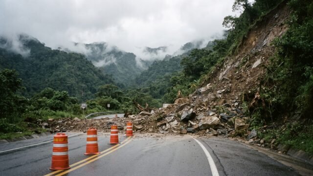 Reportan derrumbe en la carretera Ocosingo-San Cristóbal a la altura de Oxchuc