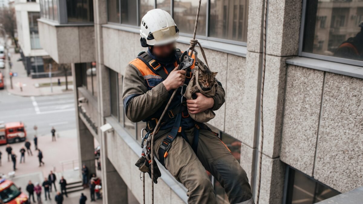 Rescatan a gatito atrapado en techo de plaza comercial en Patria Nueva, Tuxtla Gutiérrez