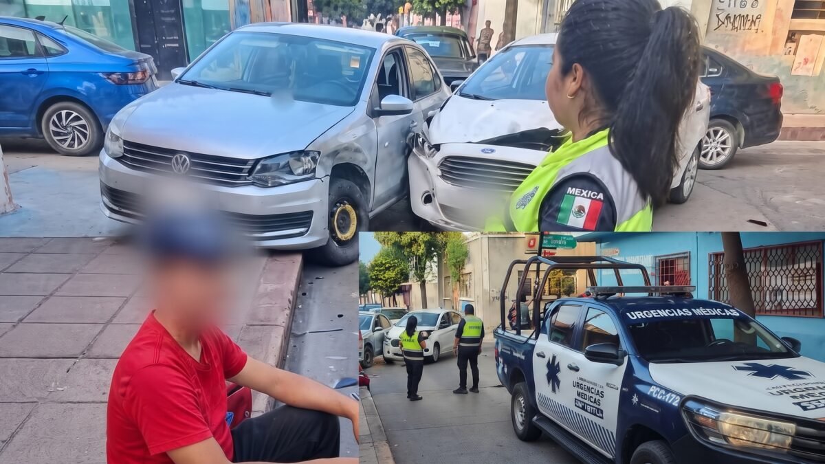 Se dan su coyolazo en Santo Domingo: dos carros se topan y uno sale con el hombro adolorido en Tuxtla