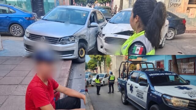 Se dan su coyolazo en Santo Domingo: dos carros se topan y uno sale con el hombro adolorido en Tuxtla