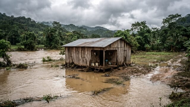 Se desborda río en Mesbiljá, Oxchuc, y evacúan a más de 15 familias