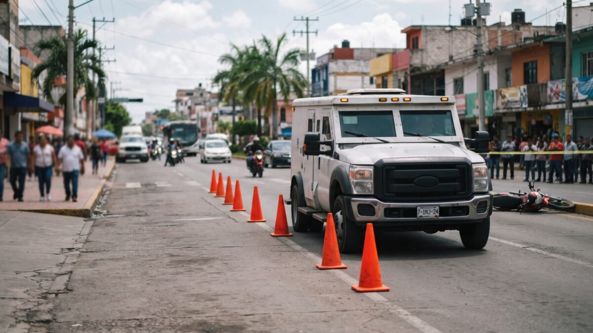 Se estampa contra camión de valores en Palenque y termina con la pierna rota