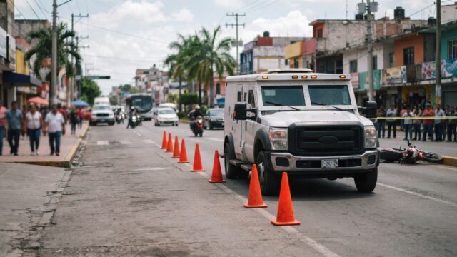 Se estampa contra camión de valores en Palenque y termina con la pierna rota