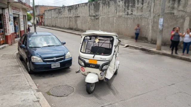 Se fue solo: deja su mototaxi encendido y se estrella contra un carro en Chiapa de Corzo