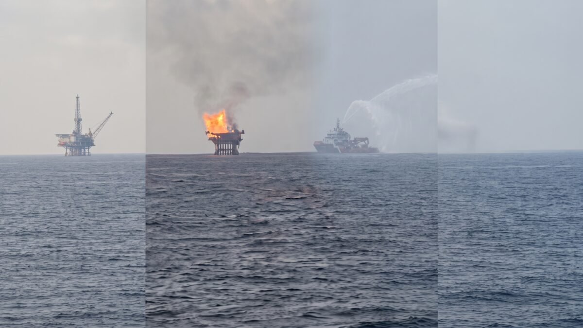 Se incendia plataforma satélite Abkatún-H en la Sonda de Campeche