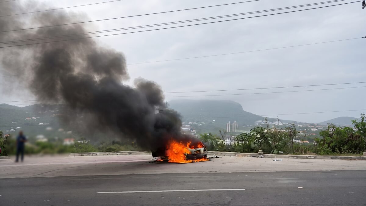 Se incendia vehículo sobre el Libramiento Norte en Tuxtla Gutiérrez