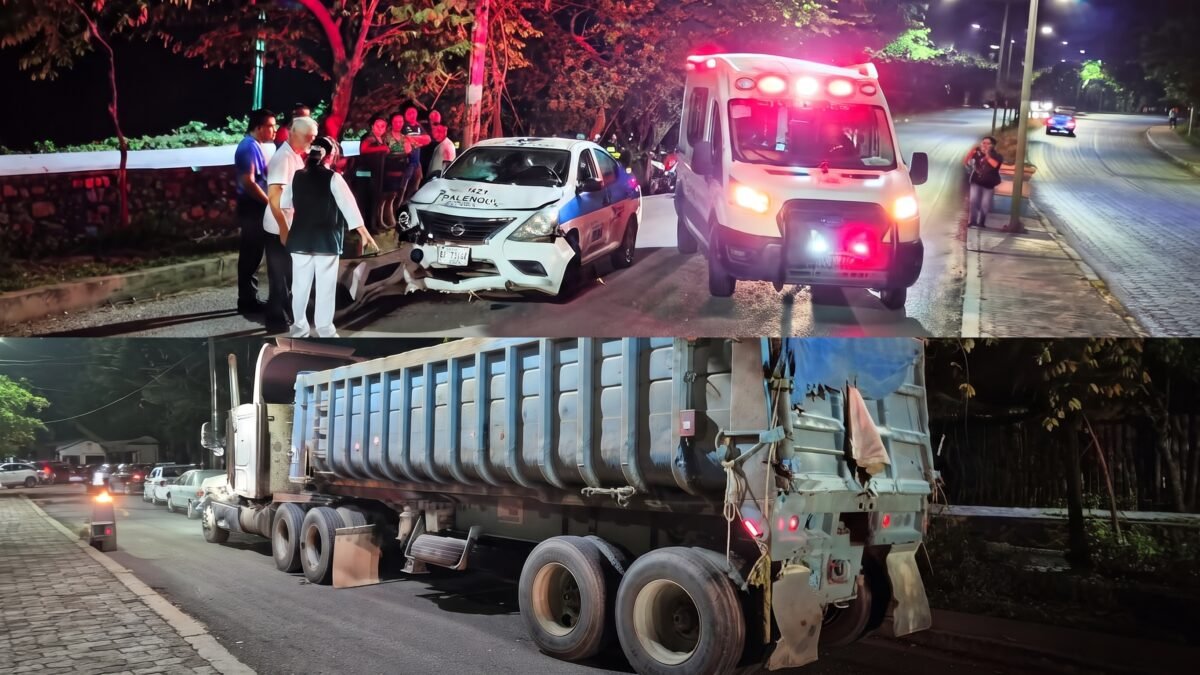 Se le atravesó el tráiler parado: taxista se estrella en la Lázaro Cárdenas de Palenque
