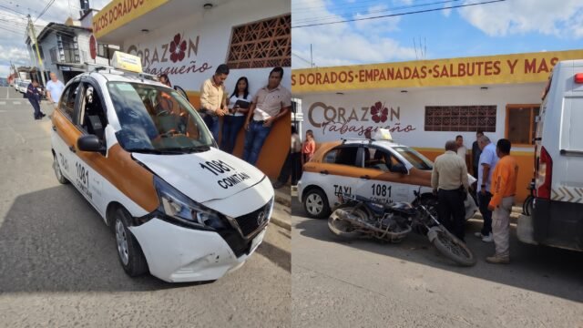 Se vuela el alto en Comitán: taxi embiste a motociclista y lo deja tendido en el asfalto