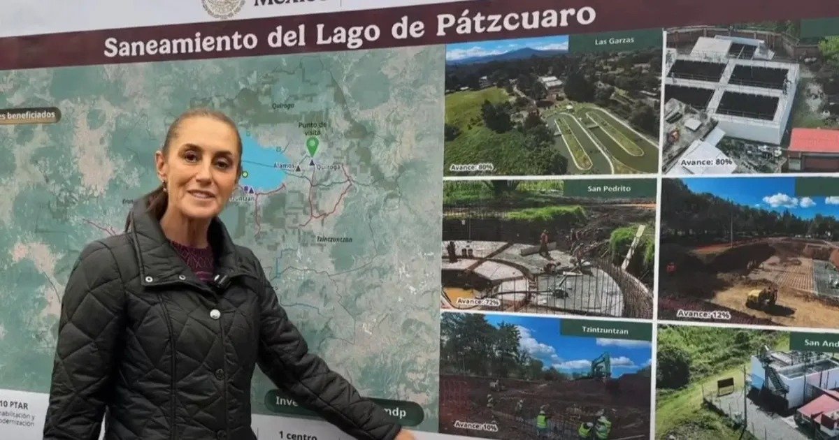 Sheinbaum supervisa rescate del lago de Pátzcuaro: 10 plantas, colectores y humedales
