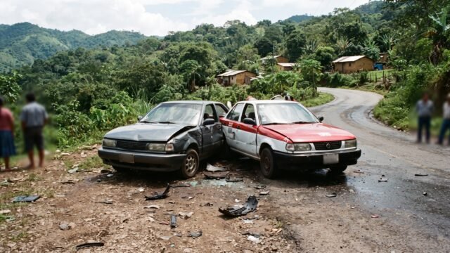 Taxi choca contra auto particular en carretera de Venustiano Carranza y deja un lesionado