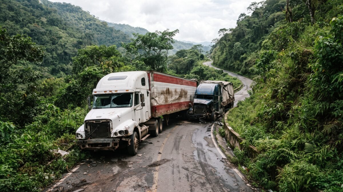 ¡Tremendo coyolazo en la Ocosingo-Palenque: dos tráileres se topan y cierran el paso!