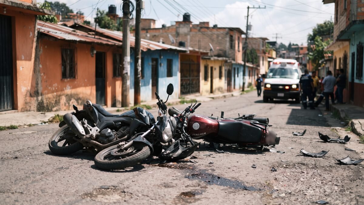 Tres personas resultan graves tras choque entre motocicletas en Huixtla