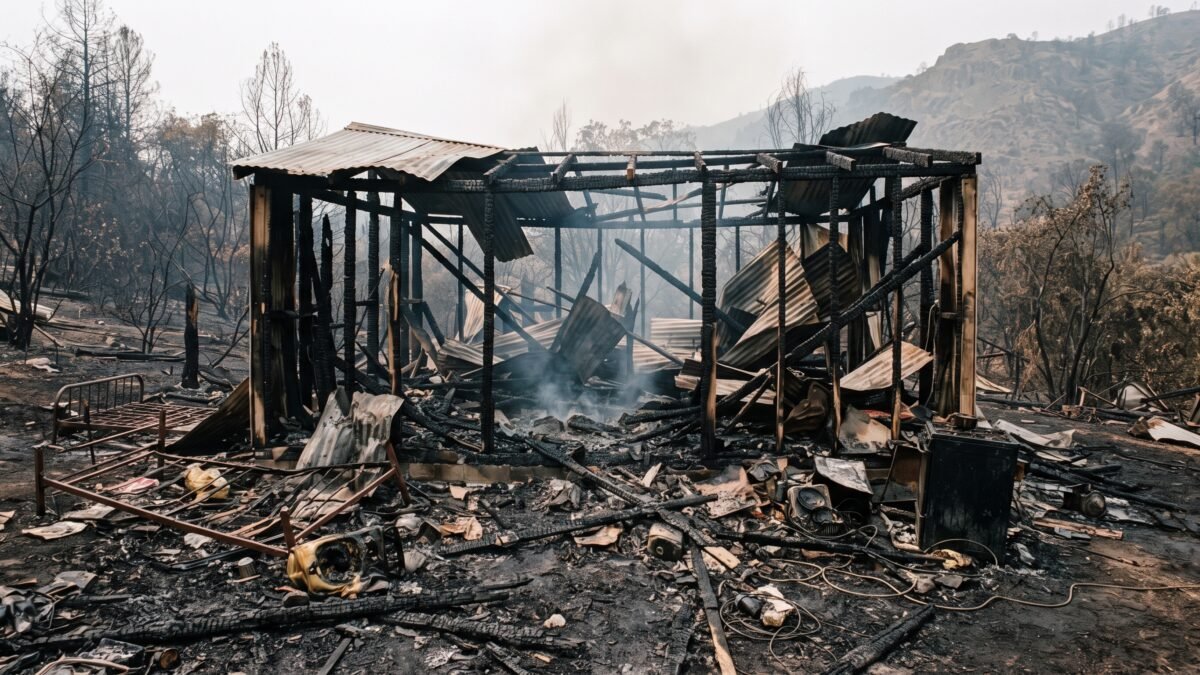 Vivienda queda reducida a cenizas tras incendio en fraccionamiento de Ocosingo