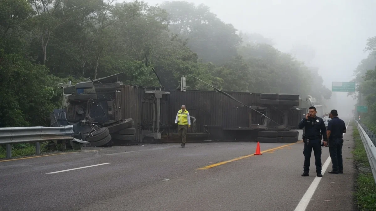 Vuelca tráiler en la autopista Ocozocoautla-Las Choapas a la altura del kilómetro 194